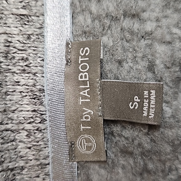 TALBOTS FLEECE MOCKNECK SWEATER COAT GRAY BUTTON DOWN SP PETITE POCKETS LIKE NEW - Picture 9 of 10